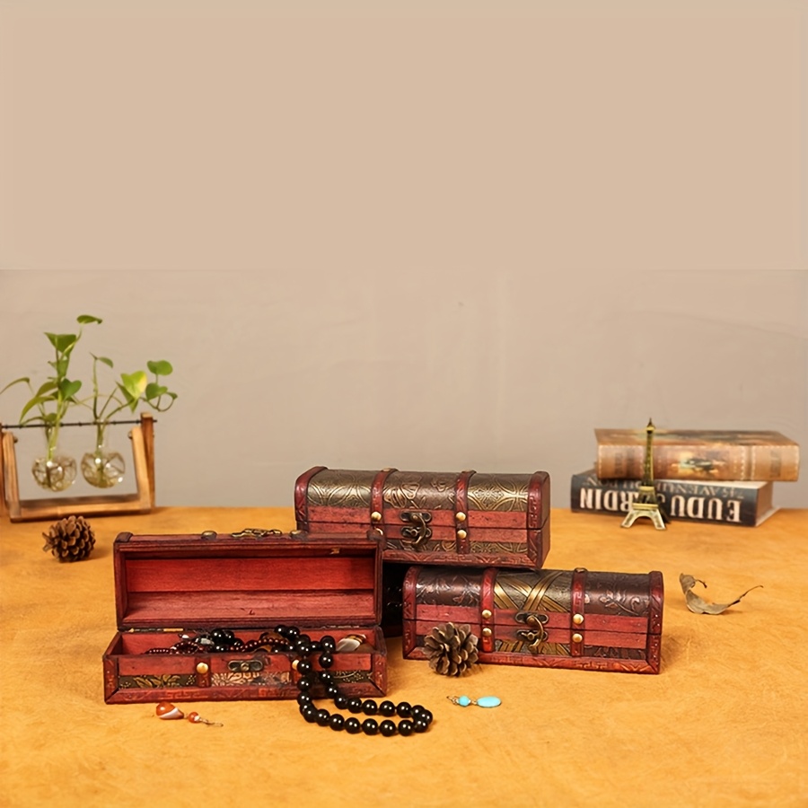 Vintage Style Wooden Jewellery Box, Plant Pattern Storage